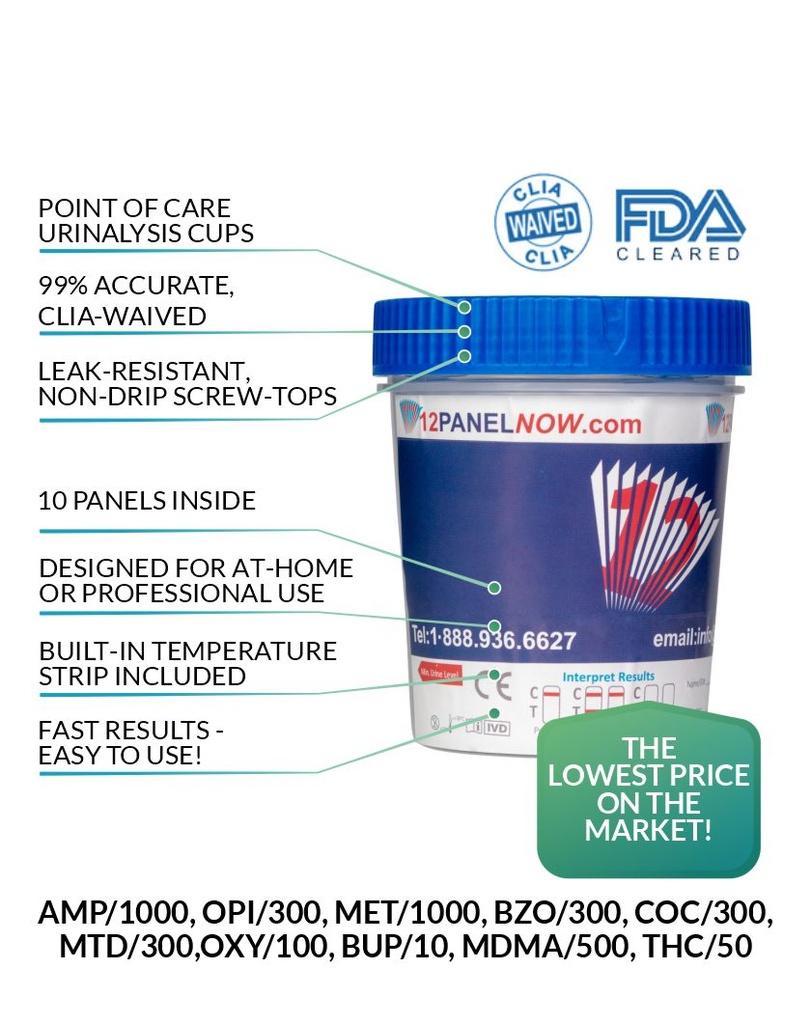 10 Panel Drug Test Cups | THC, MDMA, MTD