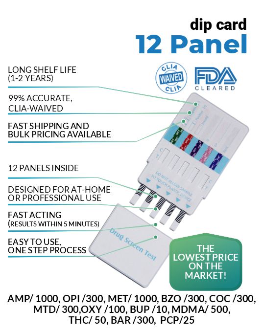 12 Panel Drug Test Dip Card